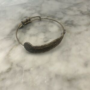Alex and Ani silver tone feather bangle